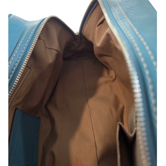 Coach Vintage Soft Smooth Leather Teal Blue Hampton Satchel #F11198 - Picture 14 of 16